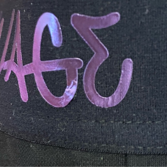 Savage X Fenty LA Black Leggings Pants with Purple Metallic Letters - Picture 4 of 8